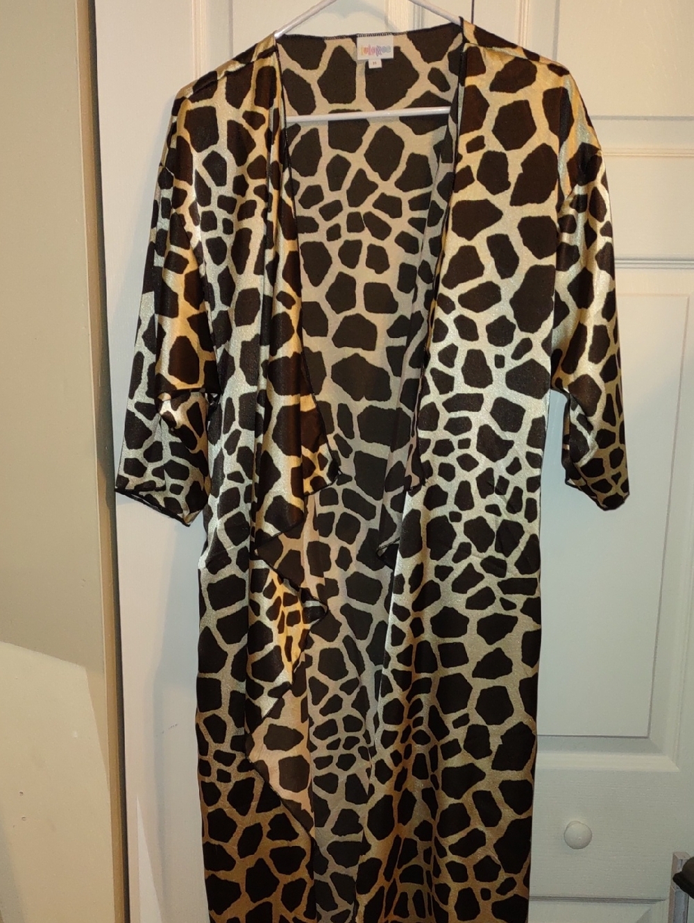 LuLaRoe Brown & Cream Giraffe-Print Cardigan